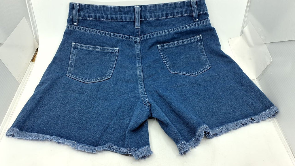 Summer Denim Shorts for Women, High Waist, Size L, Medium Wash