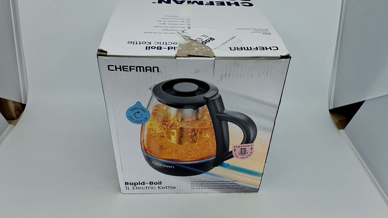 Chefman 1500W Electric Kettle, 1L, Removable Lid, Boil-Dry Protection