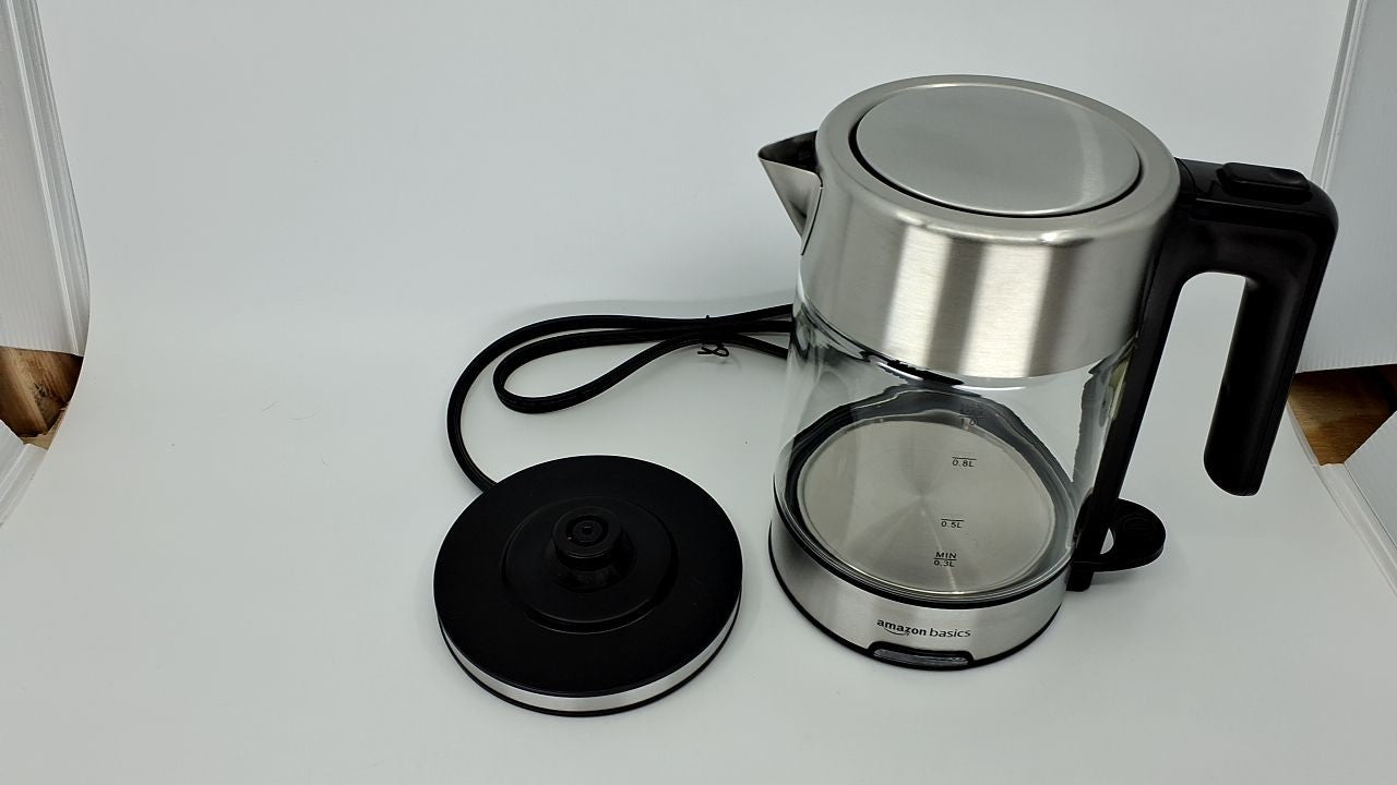 1500W Electric Kettle, 1.1 Qt, Glass & Steel, Auto Shut-Off, BPA-Free