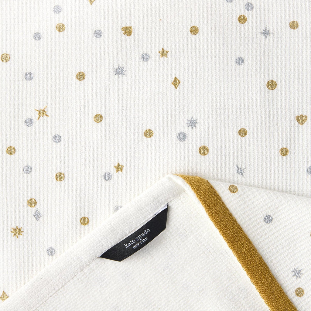 Ivory/Gold/Silver Kitchen Towels Set, Kate Spade, 100% Cotton, 2-Pack, 17x28