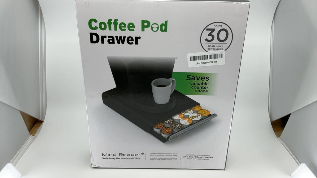 Coffee Pod Storage Drawer, 30 Pod Capacity, Black, Space-Saving Design