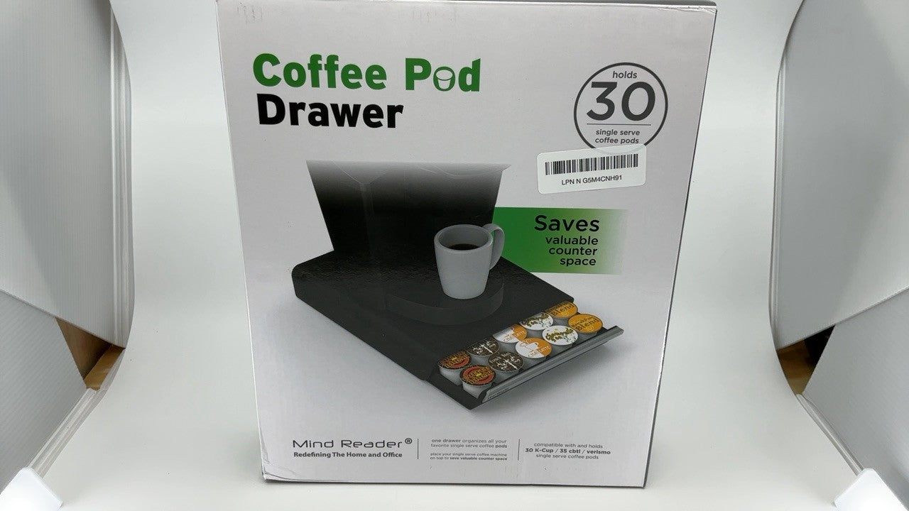 Coffee Pod Storage Drawer, 30 Pod Capacity, Black, Space-Saving Design