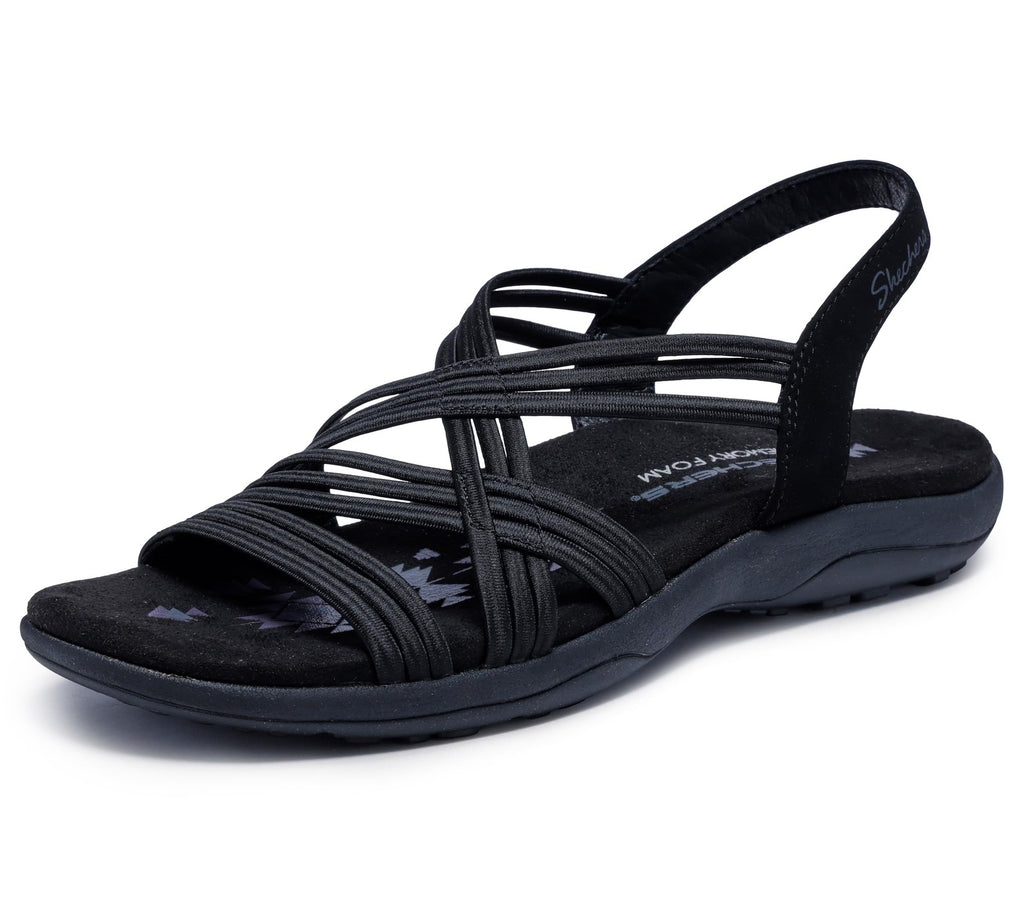 Skechers womens Reggae Slim Simply Stretch Sport Sandal, Black, 9 US