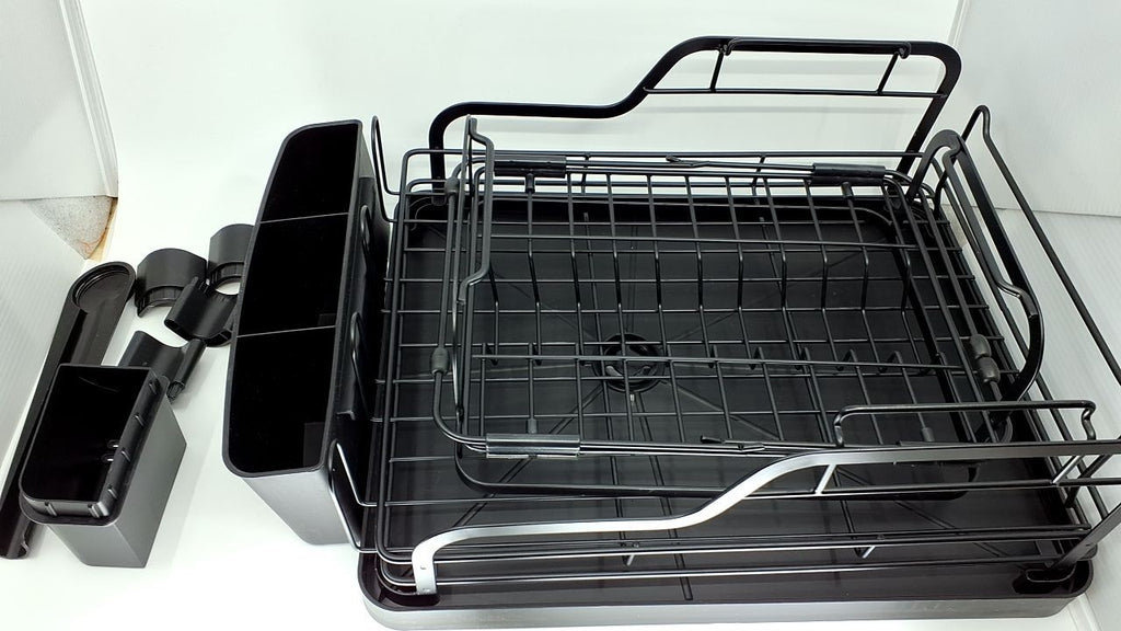 2 Tier Dish Drying Rack, Space Saving, Deep Black, Fits Over Sink