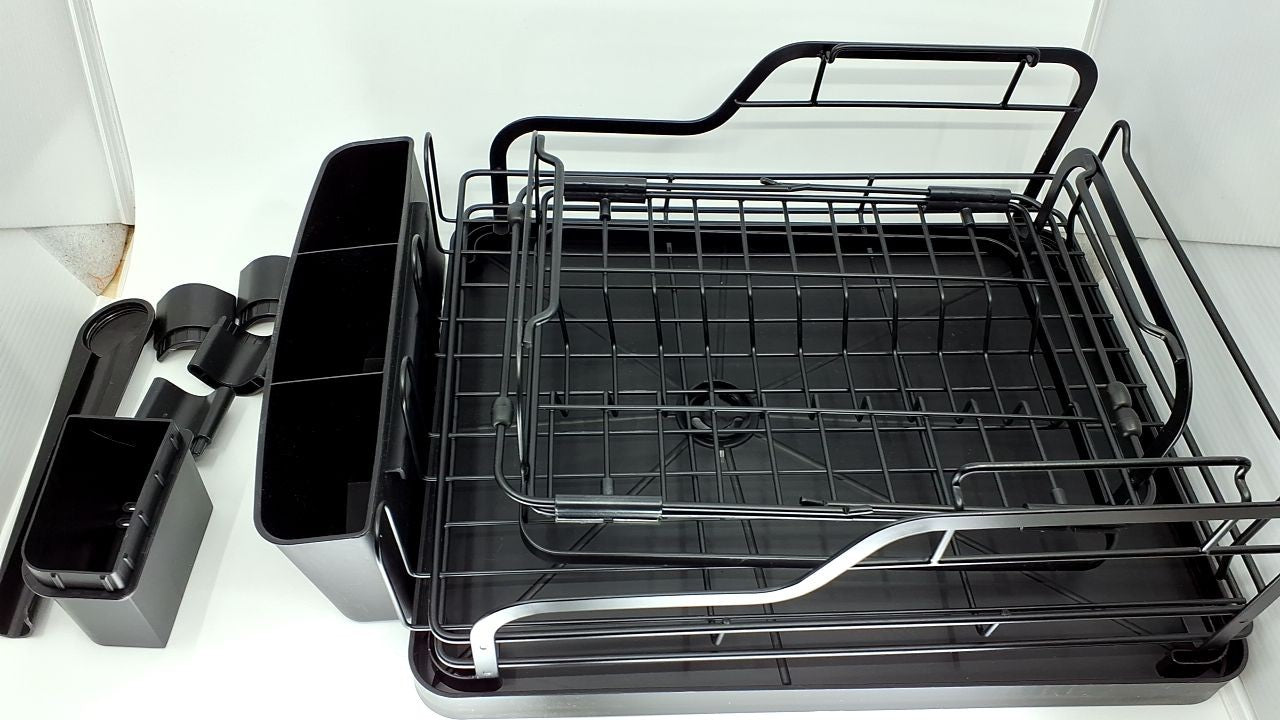 2 Tier Dish Drying Rack, Space Saving, Deep Black, Fits Over Sink