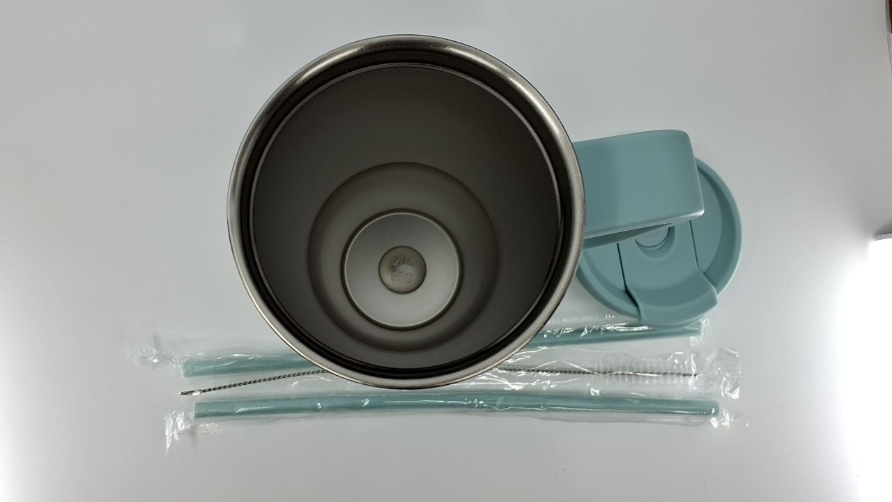 30 oz Stainless Steel Tumbler w/ Handle & 2 Straws, Blue Haze