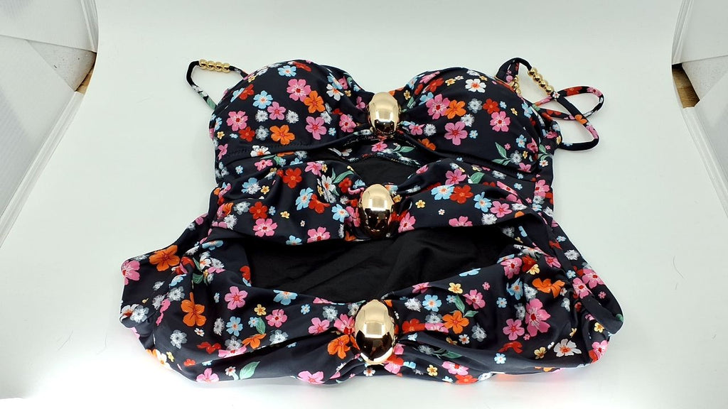 B2prity Women's Monokini Swimsuit Color Block Cutout Small Floral