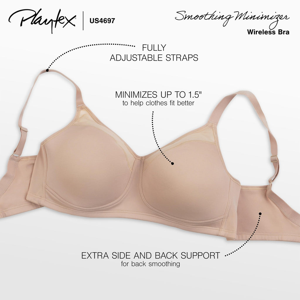 PLAYTEX Womens 18 Hour Smoothing Wirefree Us4697 Minimizer Bra, Nude, 40D US