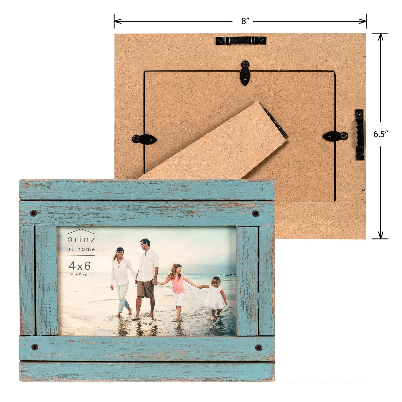 Distressed Blue Wood Picture Frame for 4x6 Photos, Wall/Tabletop Display