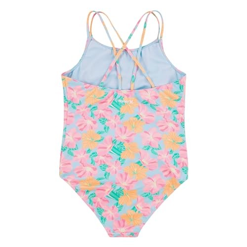 Hurley Girls One Piece Swimsuit, Blue Ice/Floral, 7