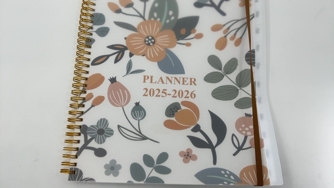 2025-2026 Calendar Planner, 6.4x8.5in, Rose, Tabs & Twin-Wire Binding