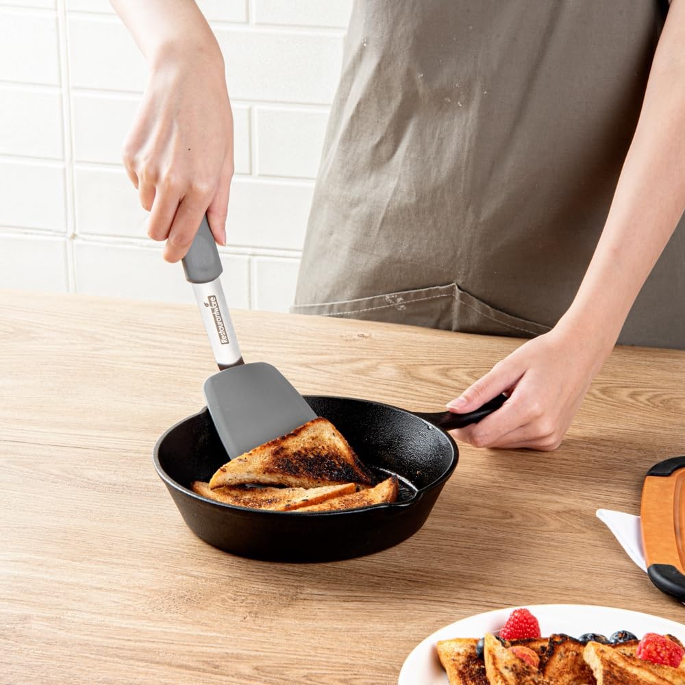 Comfy Grip 12 In Silicone Turner - Durable Gray Spatula for Cooking