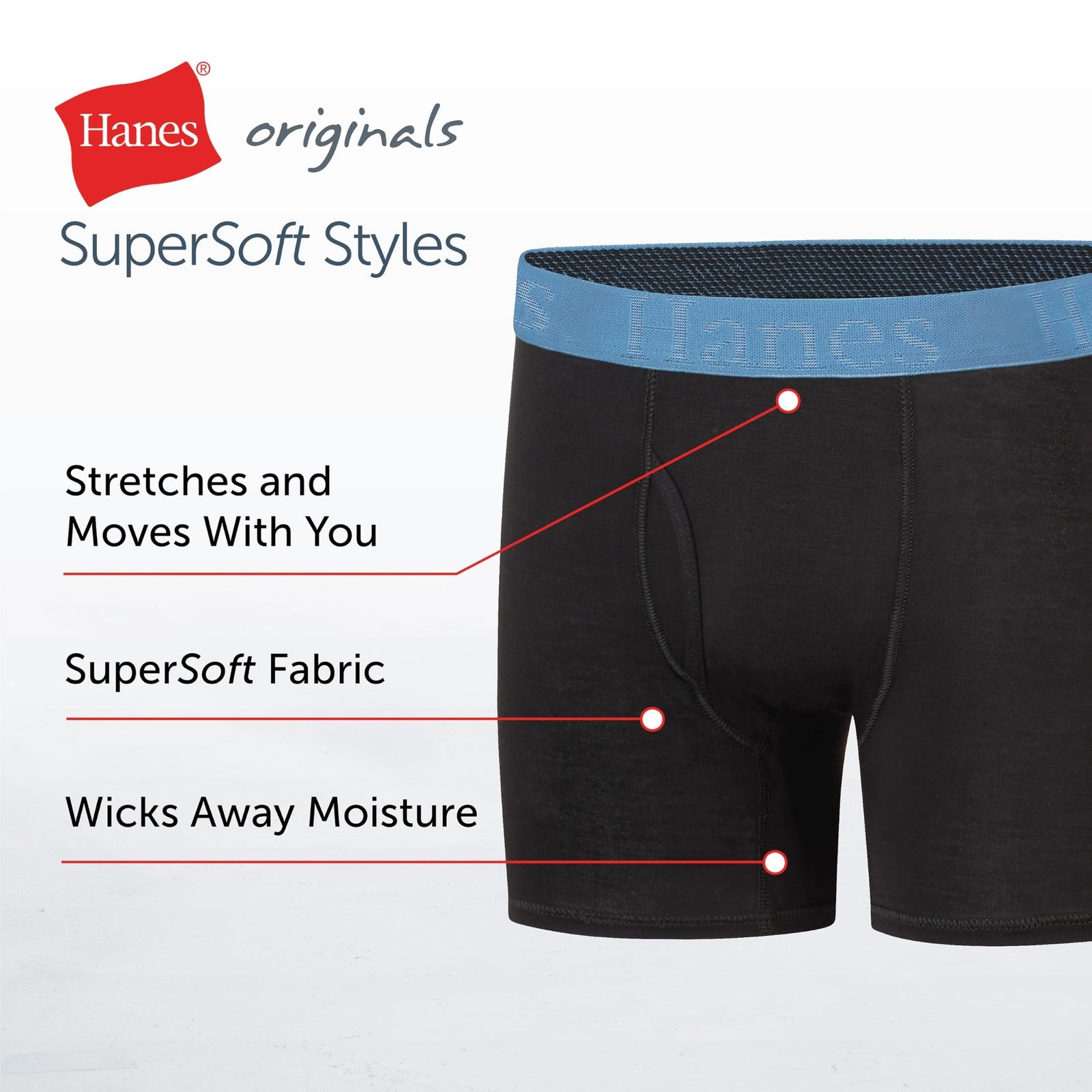 Hanes Ultimate Boys' Boxer Briefs, Black, 5-Pack, Moisture-Wicking