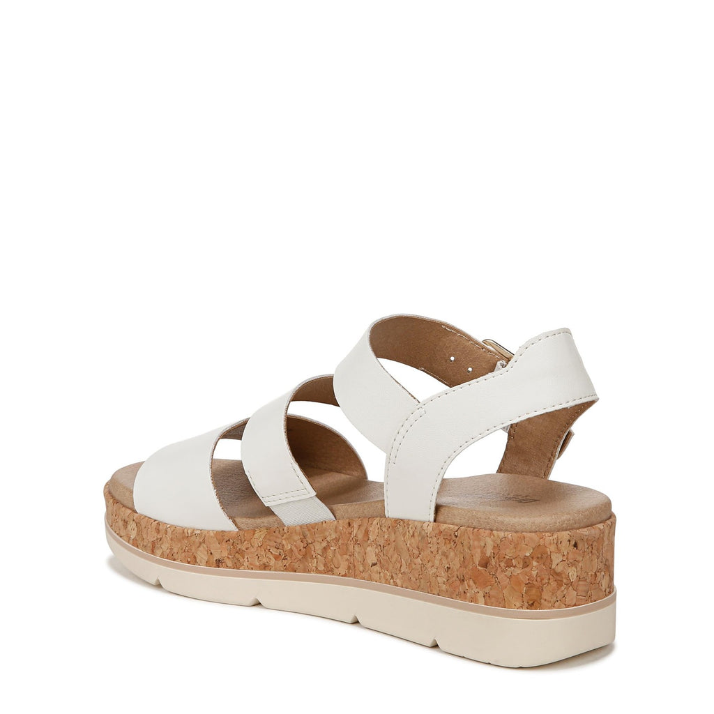 Dr. Scholl's Womens Espadrille Platform Wedge Sandal White/Cork 7.5