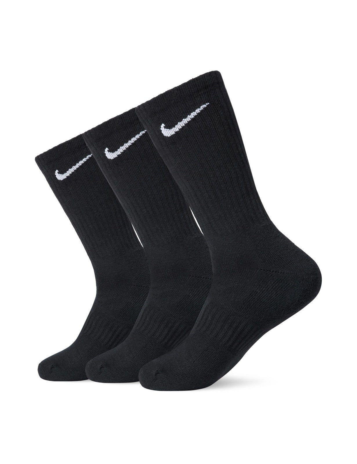 Nike Unisex Cushioned Training Crew Socks 3 Pairs Black/White Small