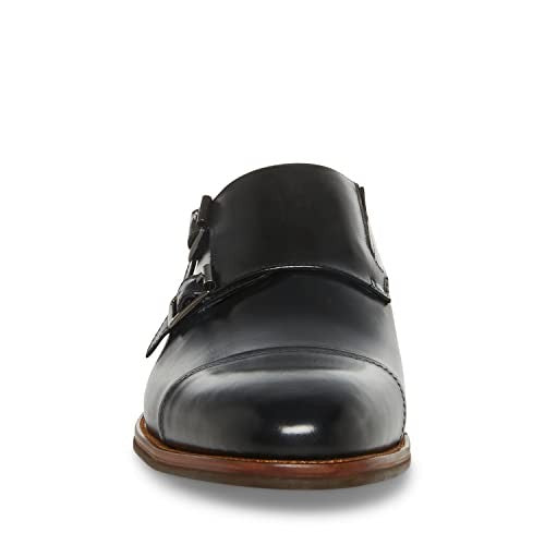 Steve Madden Men's Teon Monk-Strap Loafer, Black Leather, 11
