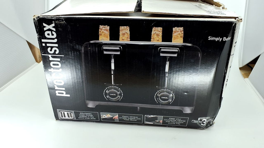 Proctor Silex 4 Slice Toaster Black, Cool-Touch, Shade Selector, Toast Boost