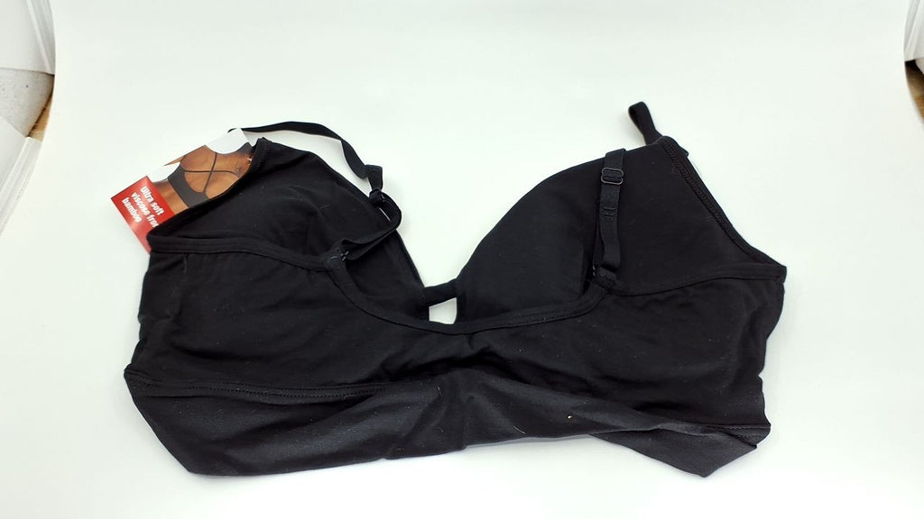Hanes Women's Large Black Triangle Bralette, Bamboo Viscose, Comfortable Fit