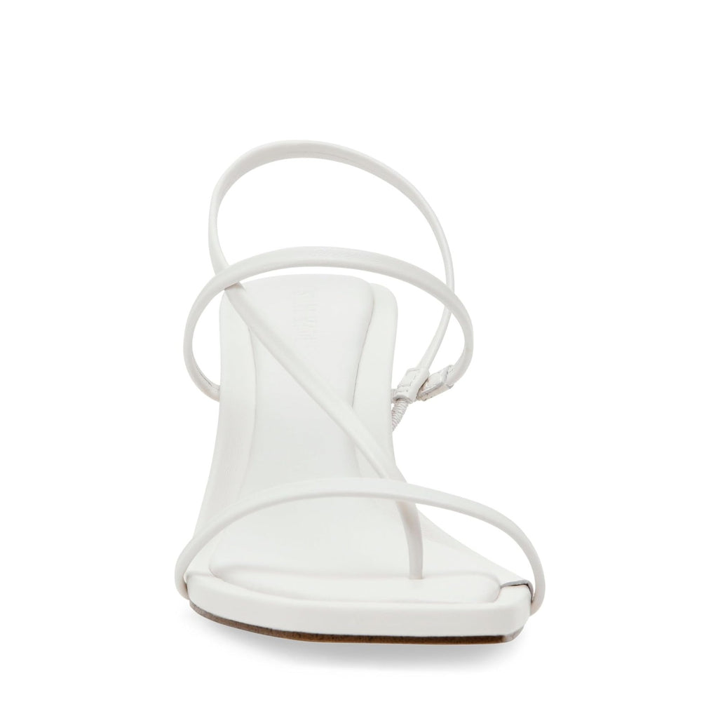 Steve Madden Women's Locke Heeled Sandal, White Leather, 8.5