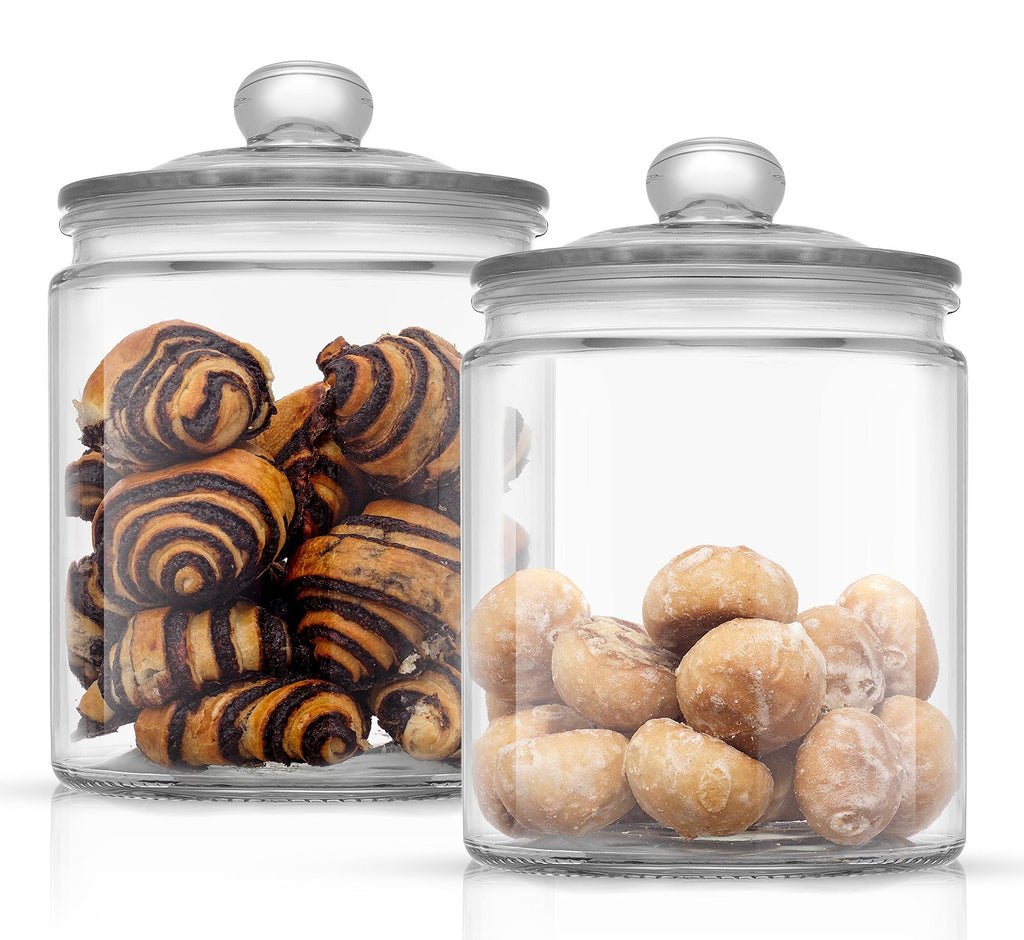 Airtight Glass Cookie Containers, 2 Large Jars, Decorative Canisters