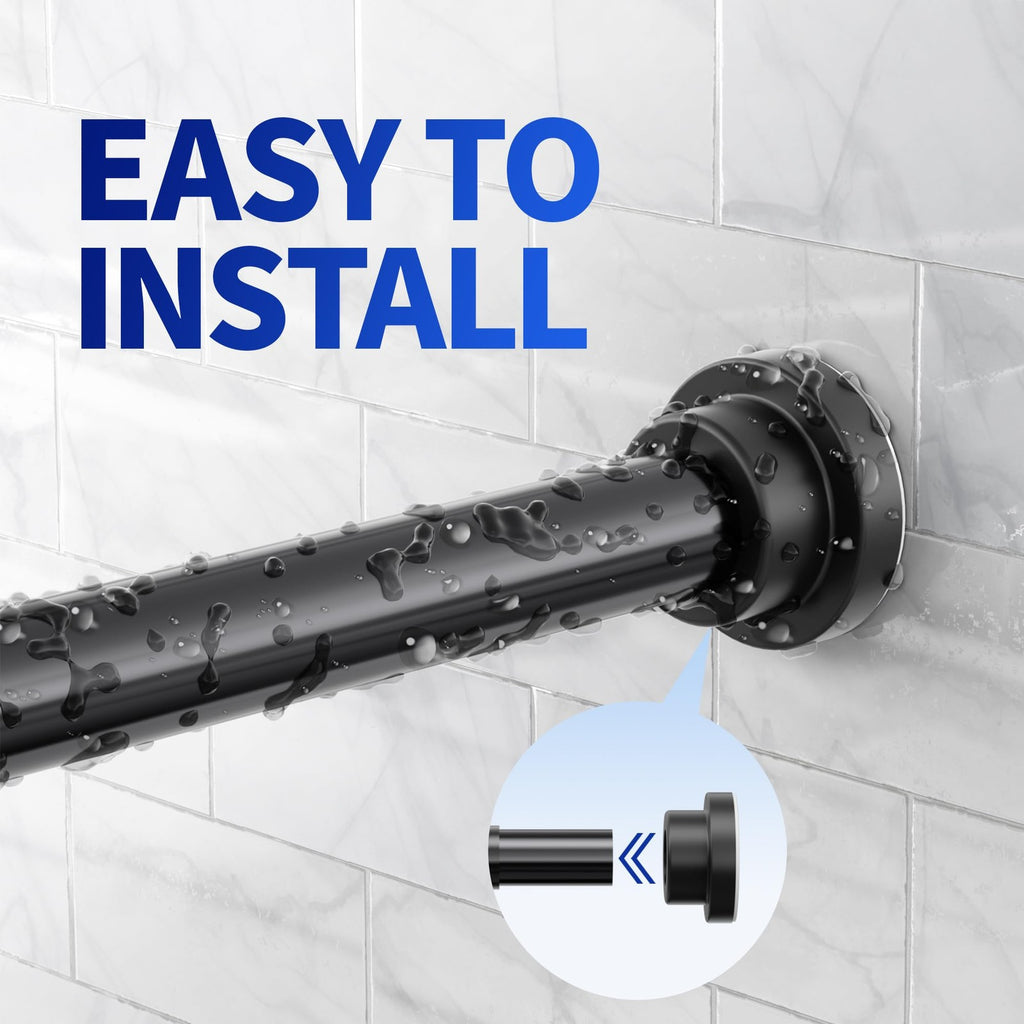 Heavy Duty Tension Shower Curtain Rod 28-102 In, Black, No Drilling