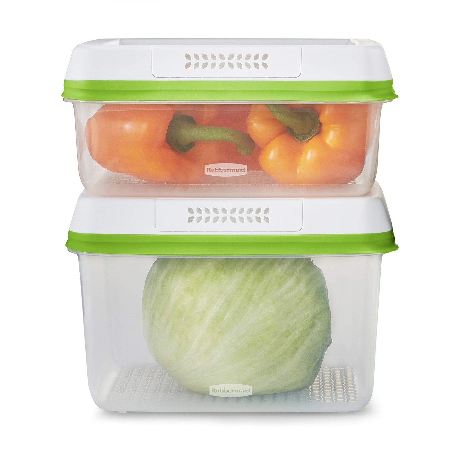 FreshWorks Produce Saver Set, 4 Large Clear Containers, Dishwasher Safe