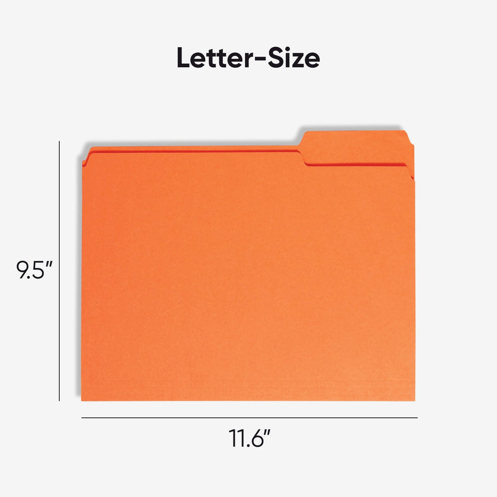1/3-Cut Tab File Folders, Orange, Letter Size, 100 Count by Smead