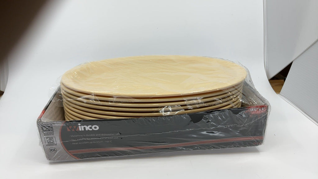 Winco MMPO-118 Oval Melamine Platter, 11.5-Inch by 8-Inch, Tan, Set of 12