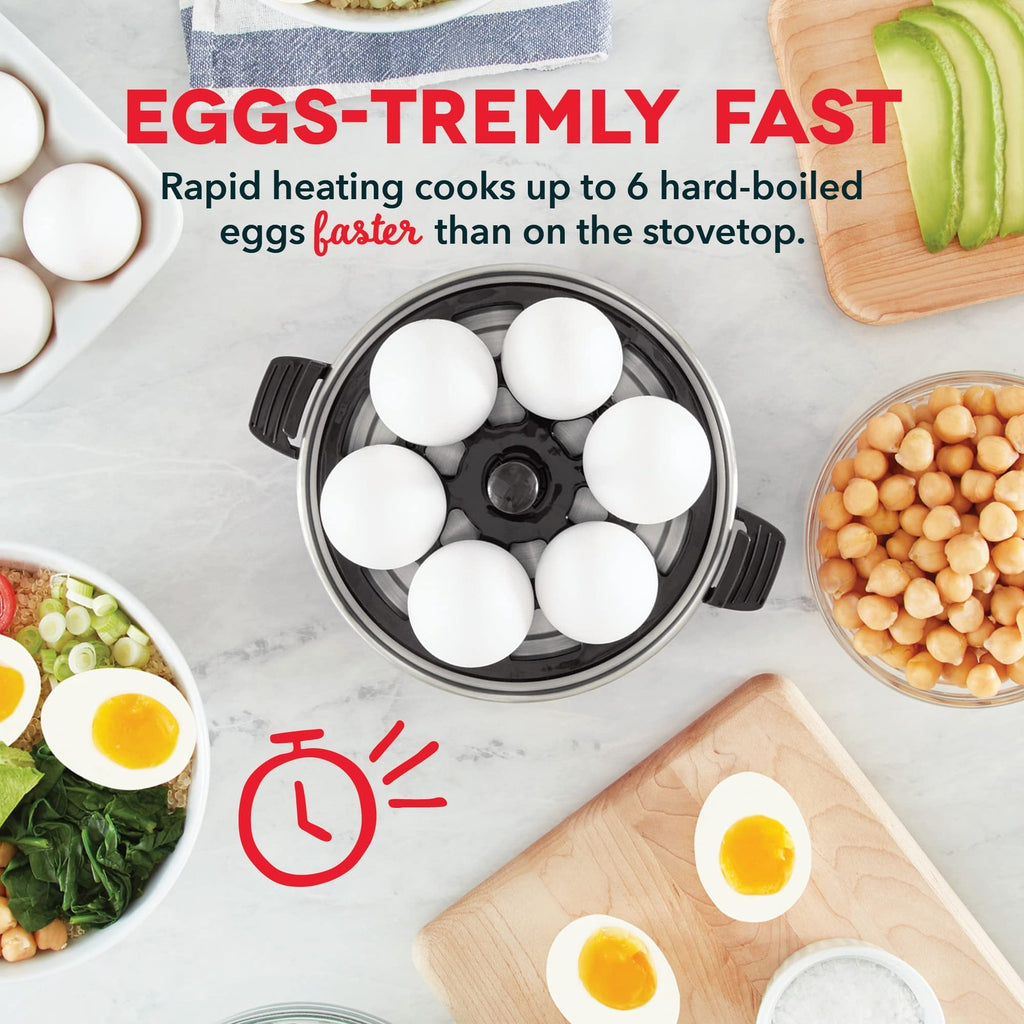 DASH 6 Egg Capacity Rapid Cooker Black for Hard Boiled & Poached