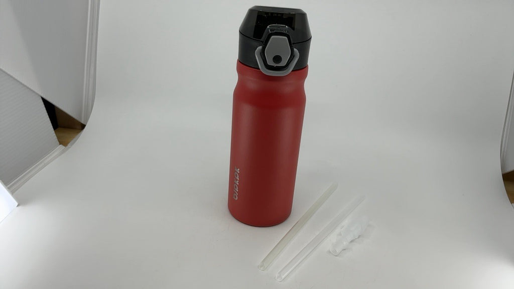 18oz BPA Free Water Bottle, Insulated Stainless Steel, Red, w/ Locking Lid
