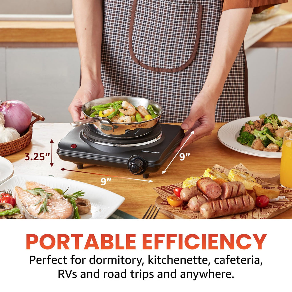 Single Cast Iron Burner 1000W Electric Hot Plate w/ Temp Control