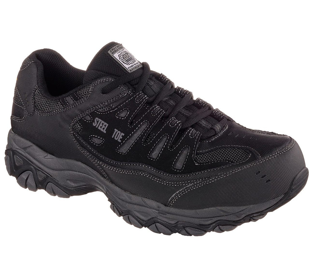 Steel Toe Athletic Shoe for Men, Black/Gray, Size 9.5, Rubber Outsole