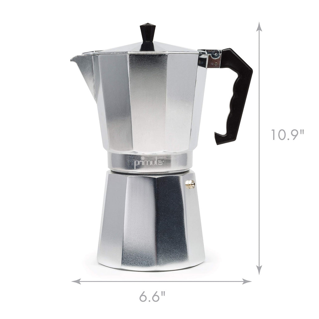 Primula 12-Cup Moka Pot Espresso Maker, Stovetop Coffee Maker, Silver