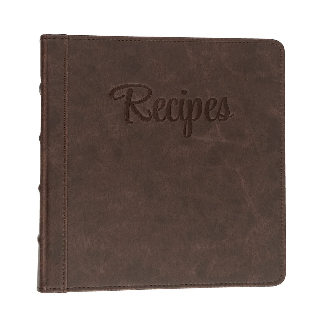 2-Inch Recipe Organizer Binder, Faux Leather, 50 Card Sleeves & Dividers
