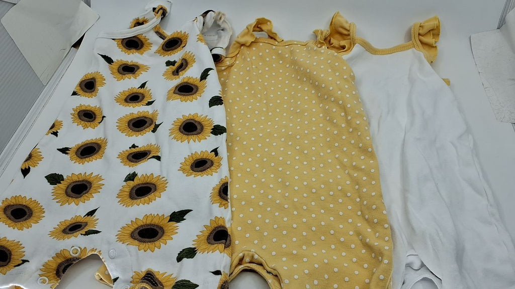 Hudson Baby Unisex Baby Cotton Rompers, Sunflower, 9-12 Months