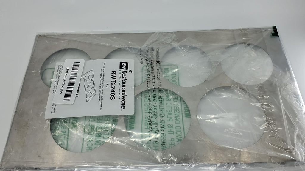 Condiment Squeeze Bottle Holder Top, 7 Holes, Stainless Steel, 1 Count