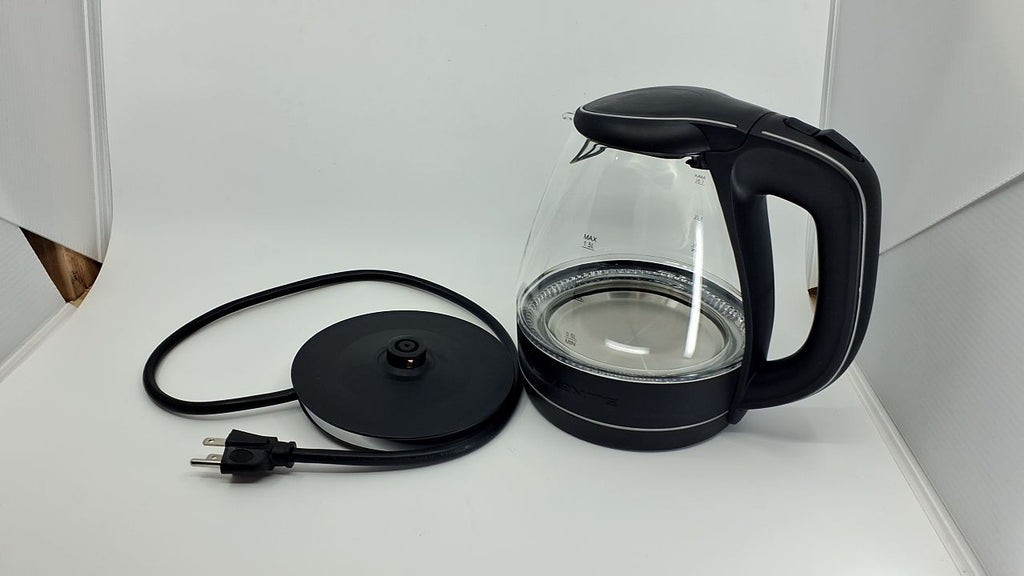 OVENTE 1.5L Glass Electric Kettle Black w/ LED Light & Safety Features