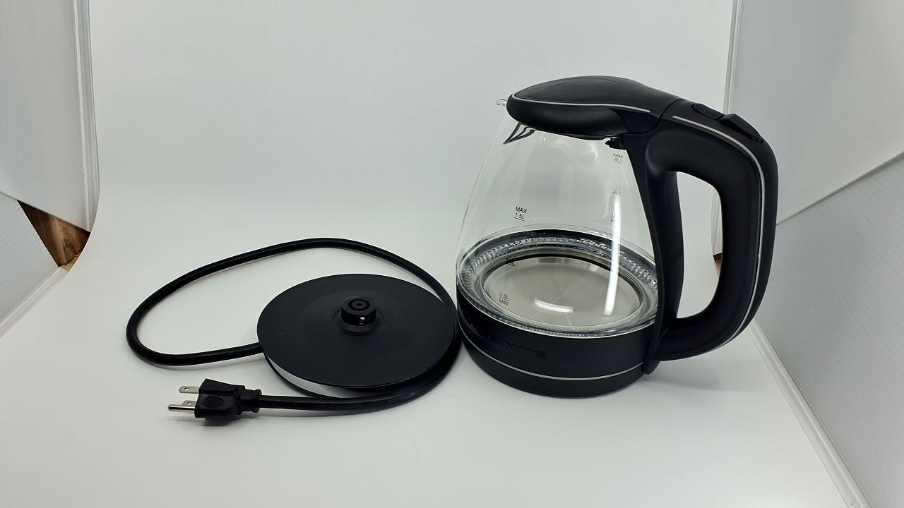 OVENTE 1.5L Glass Electric Kettle Black w/ LED Light & Safety Features