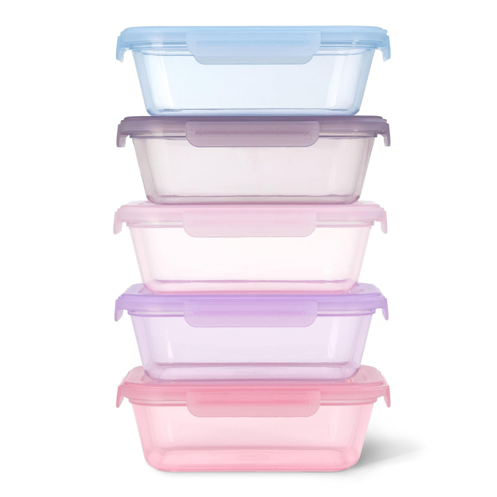 4.5 Cup Meal Prep Set, 10-Piece Plastic Containers, Leak-Proof, Berry Fields