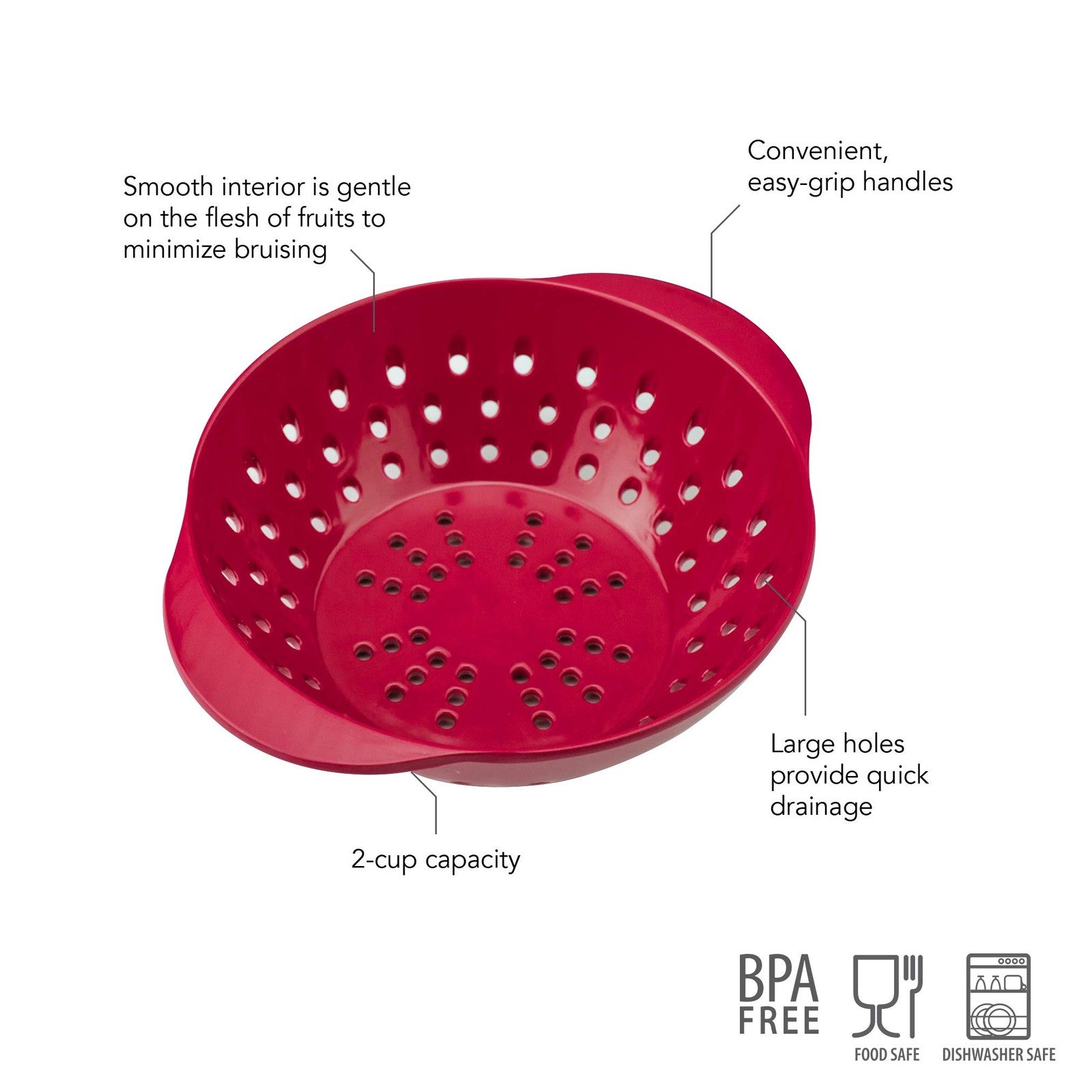 Small Melamine Colander for Berries - BPA-Free & Dishwasher Safe