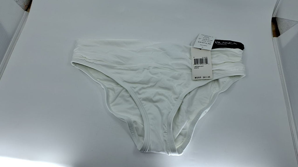 La Blanca White Hipster Bikini Swimsuit Bottom, Size 6, Shirred Band