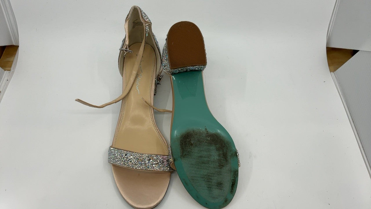 Betsey Johnson Blue Women's Mari Heeled Sandal, Champagne, 12 M US