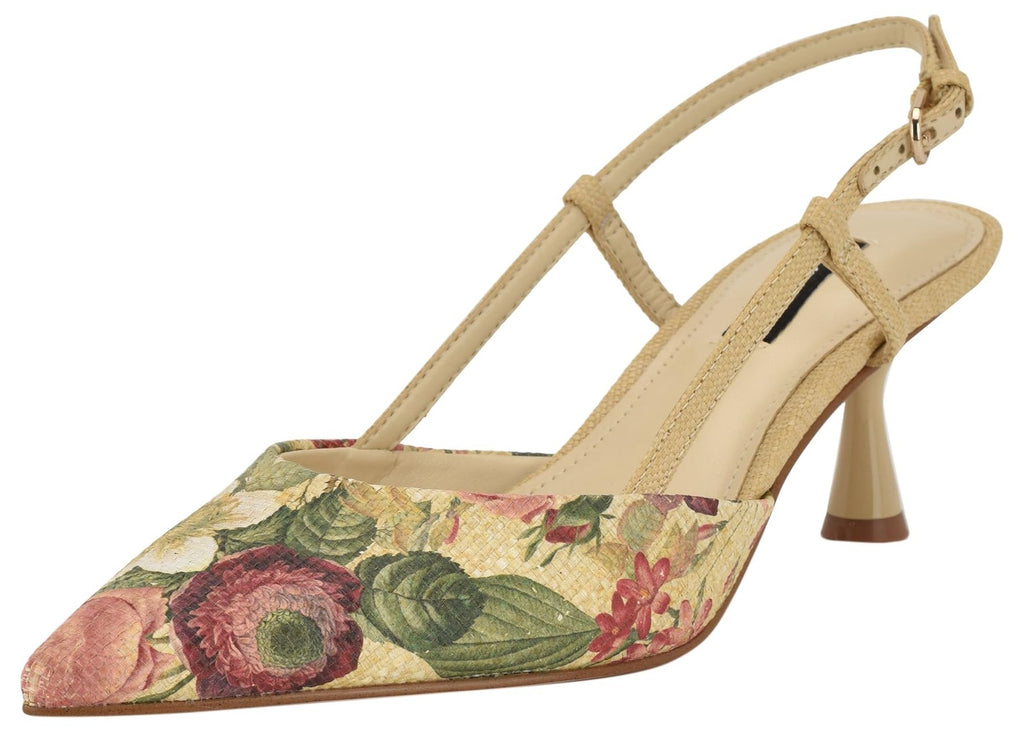 Nine West Women's Rhonda Pump, Natural Vintage Floral Multi 140, 10