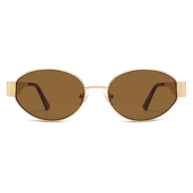 SOJOS Retro Oval Sunglasses Women UV400 Protection Gold/Brown