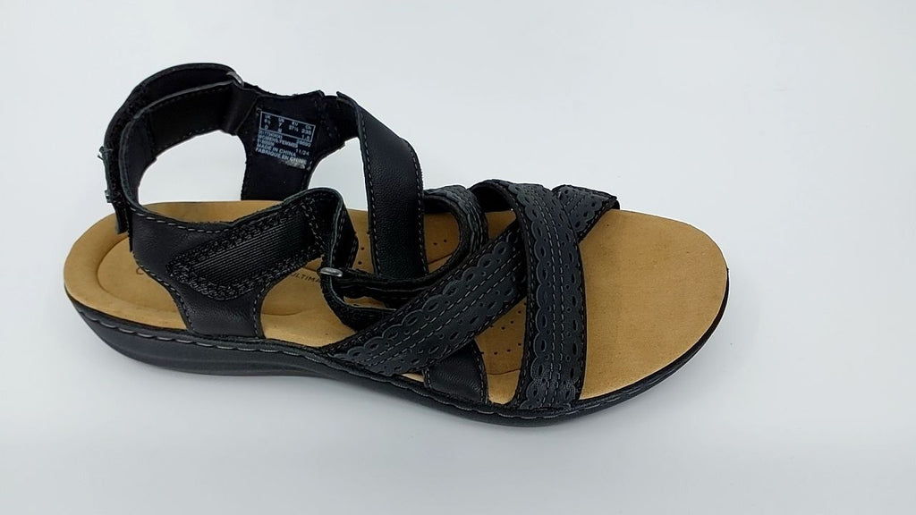 Clarks Women's Laurieann Rena Flat Sandal, Black Combi, 7