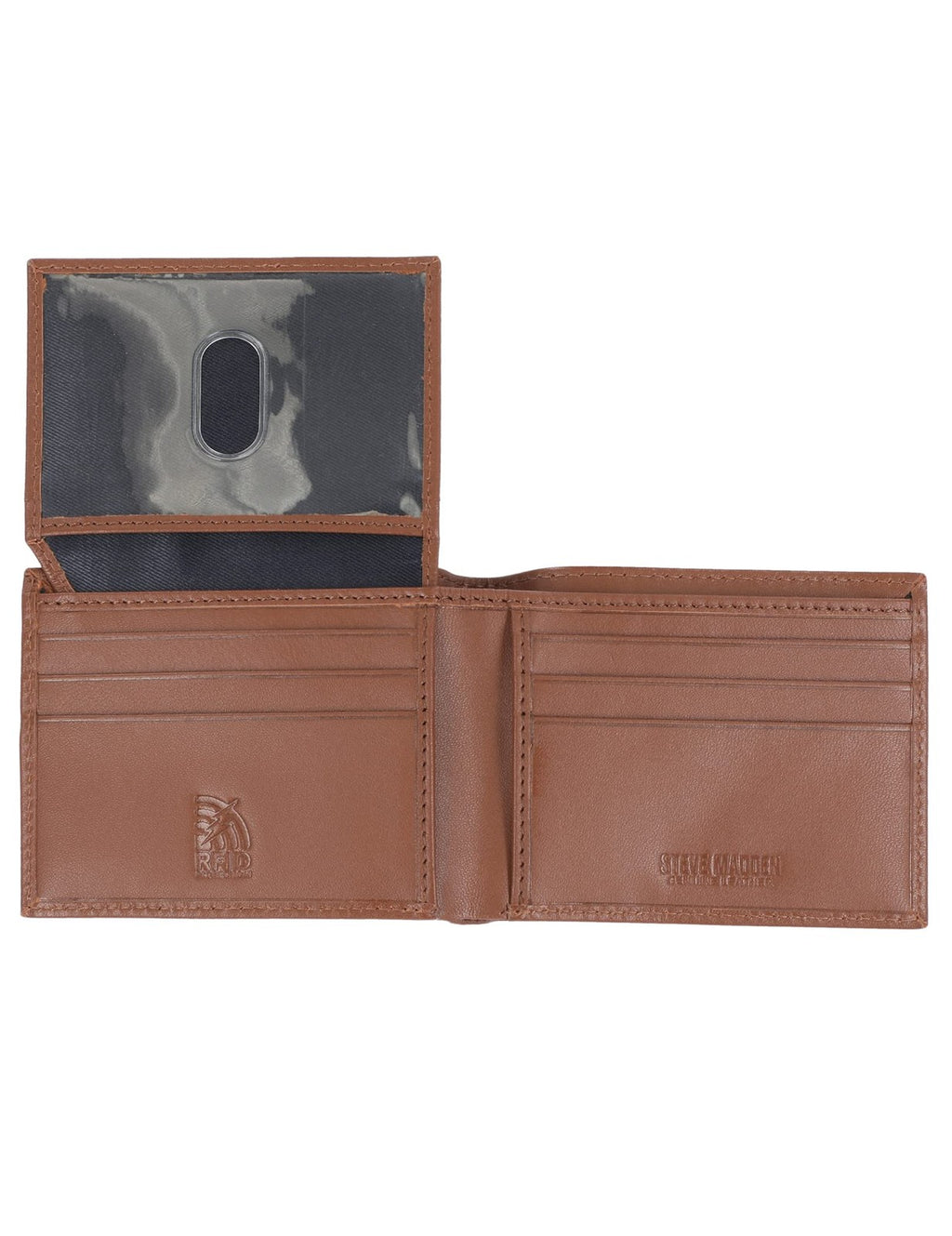 Men's Leather Wallet Extra Capacity, Cognac, Slim Design, One Size