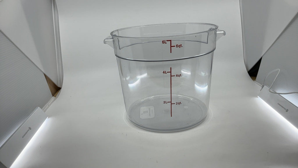 Commercial 6 Qt Food Storage Container - Clear Plastic, Scratch Resistant