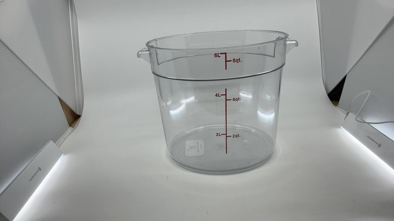 Commercial 6 Qt Food Storage Container - Clear Plastic, Scratch Resistant