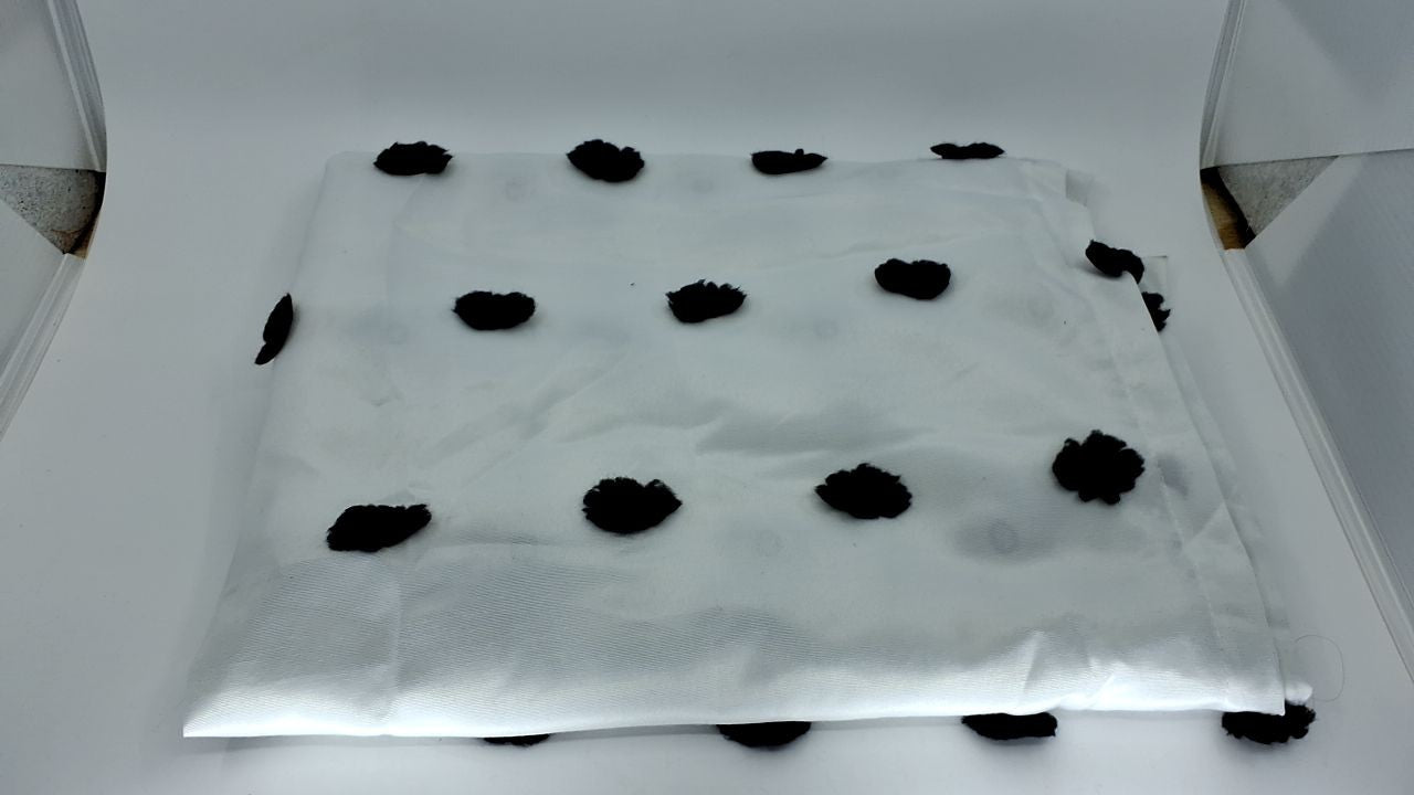 50" x 84" Black Pom Pom Window Panel for Bedroom & Living Room