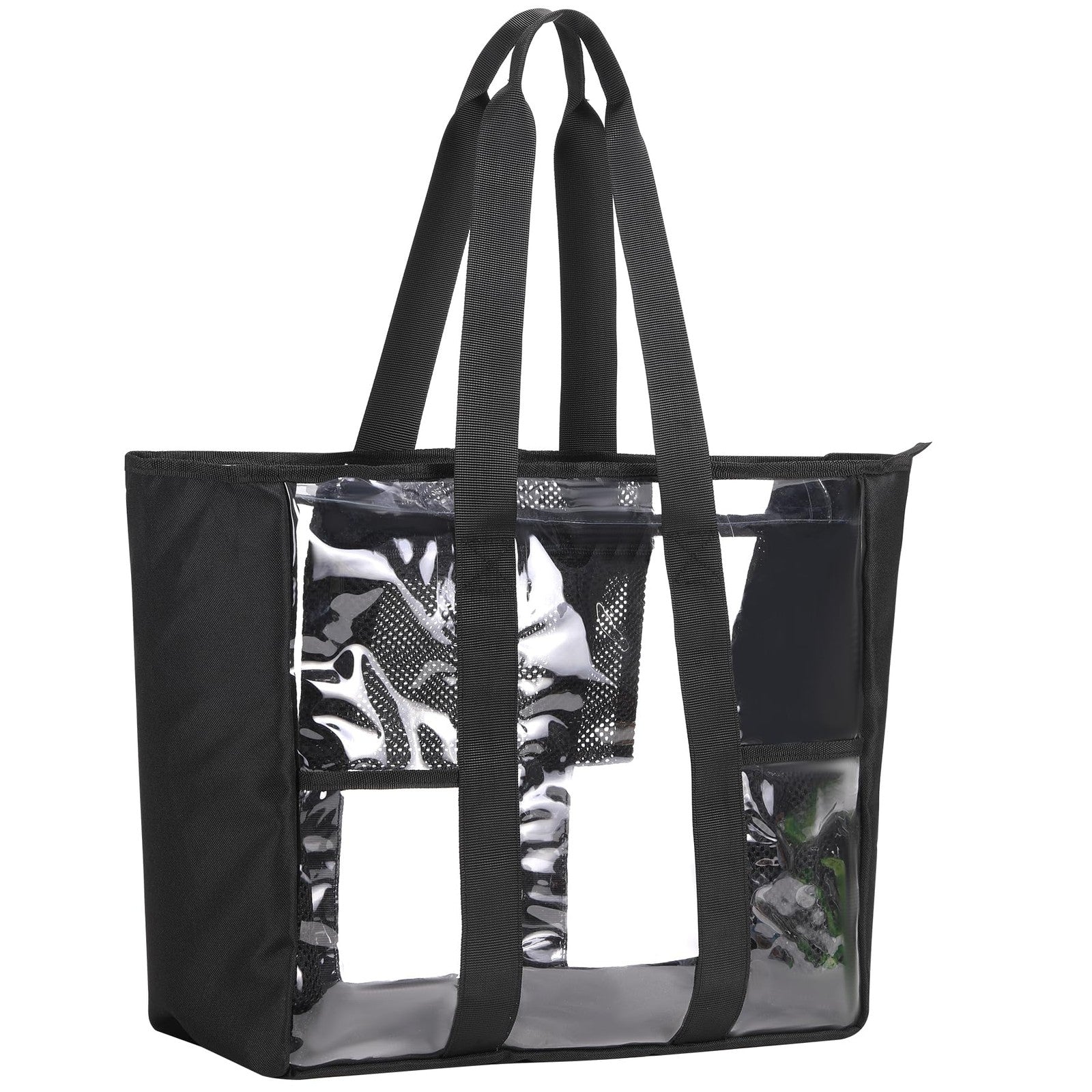 BORMELUN XL Clear Tote Bag 20in Heavy Duty Stadium Handbag Black